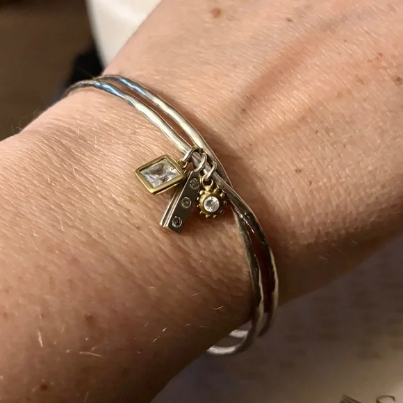 Silpada Sterling Silver Double Bangle Charm Bracelet – B3079 - Picture 4 of 5